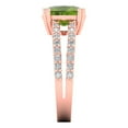thumbnail image 3 of 3.96ct cushion cut green natural peridot 18k rose gold Bridal Wedding Engagement Promise Anniversary Ring for Women size 7, 3 of 7