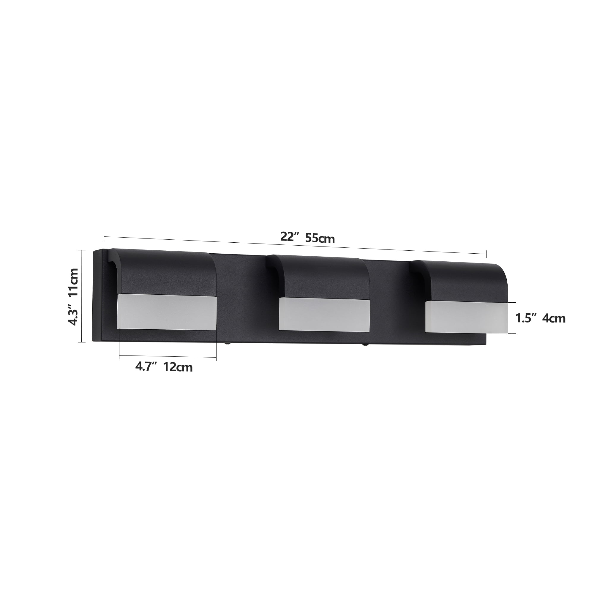 Jopath 3-Light Bathroom Vanity Light, Modern Dimmable LED Wall Mount Lighting Fixture for Bathroom Vanity Mirror Matt Black