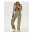 thumbnail image 6 of Women High Waisted Drawstring Wide Leg Cargo Pants Trendy Casual Baggy Joggers Pants with Pockets Cocoa Color L, 6 of 9