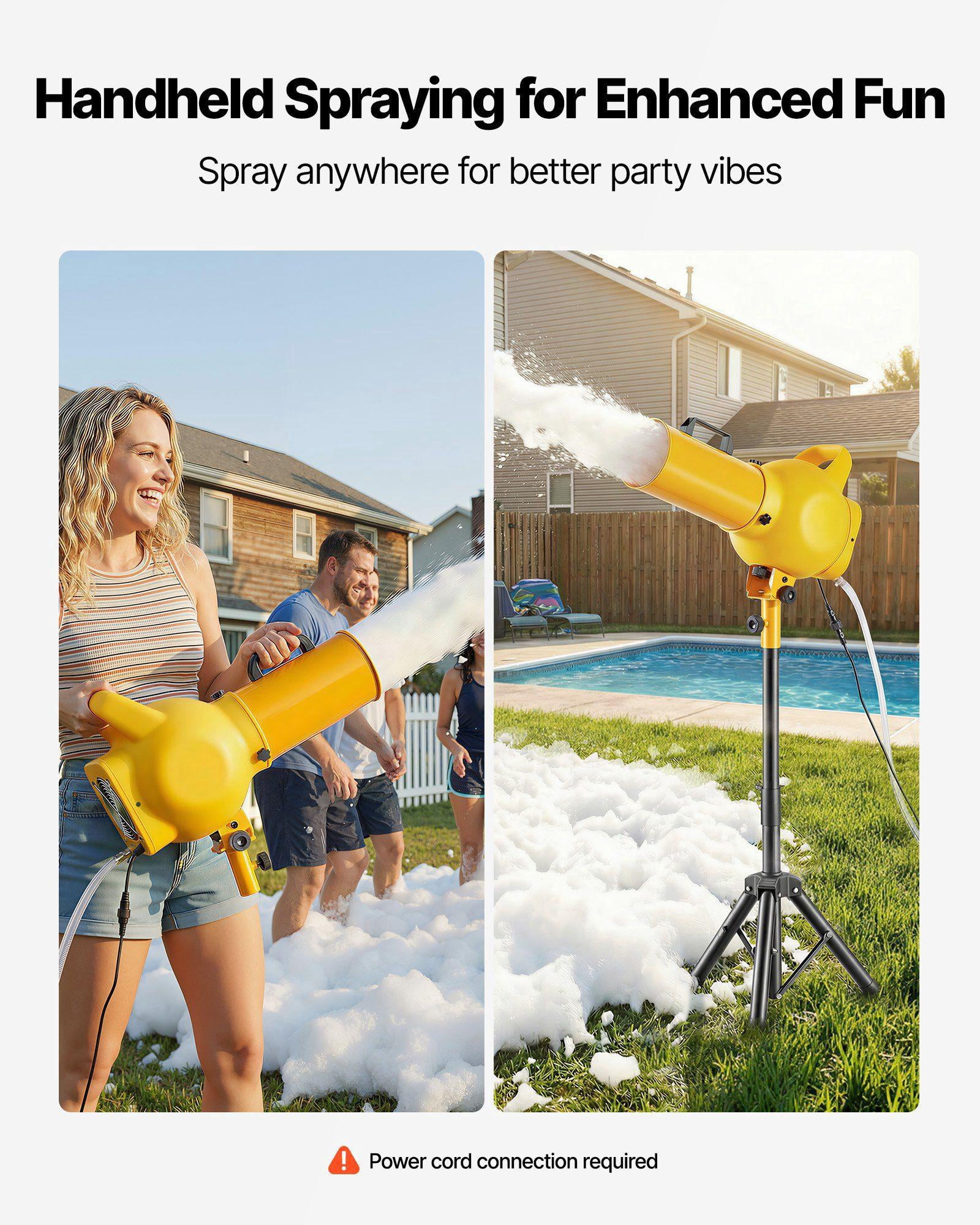 Handheld Foam Cannon Machine with Fan Triangular Structure Dense Continuous Foam Maker for Party Backyard Celebrations