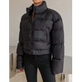 thumbnail image 4 of Chaqueta acolchada ligera para mujer con cremallera recortada y cuello alto acolchado abrigo de invierno, 4 of 4