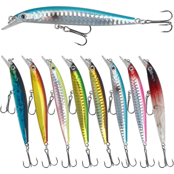 Jerkbait Minnow Fishing Lures 8pcs Bass Swimbait Artificial Jerk Bait Crankbaits Minnow Lures for Walleye Trout Pike Freshwater Surf Saltwater