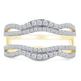 thumbnail image 2 of Round Cut White Cubic Zirconia Double Row Chevron Enhancer Guard Ring 10k Yellow Gold Ring Size - 9.5, 2 of 7