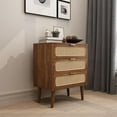 thumbnail image 7 of RARZOE Rattan Nightstand Dresser Chest of 3 Drawers, Wood Storage Dresser Cabinet Organizer Unit for Bedroom Closet Living Room Office(Walnut), 7 of 7