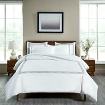 Luxury 1200 Thread Count Egyptian Cotton Geometric Scroll Embroidered 3 Piece Duvet Cover Set by Blue Nile Mills