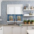 thumbnail image 4 of Christmas Blue Kitchen Curtains and Valances Set, Rod Pocket Curtains Tier Farmhouse Window Curtains 24 Inch Length, Green Pine Tree Winter Snowflake Ball 3 Piece Kitchen Curtains Set, 4 of 6