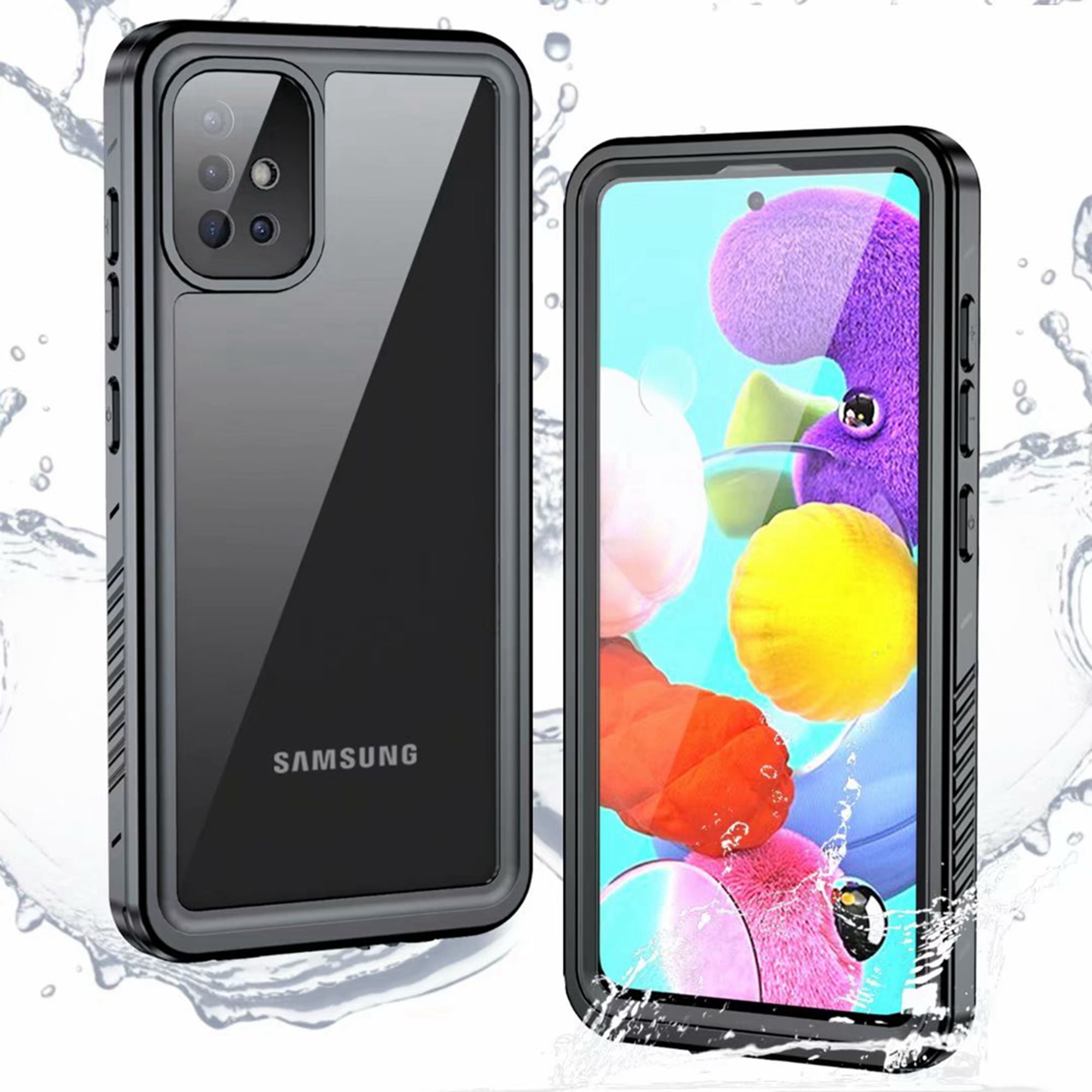 IP68 Waterproof Dustproof Shockproof Case with Built-in Screen Protector Full Body Sealed Underwater Protective Clear Cover for Galaxy A51 4G Lanhiem Samsung Galaxy A51 Case Black 