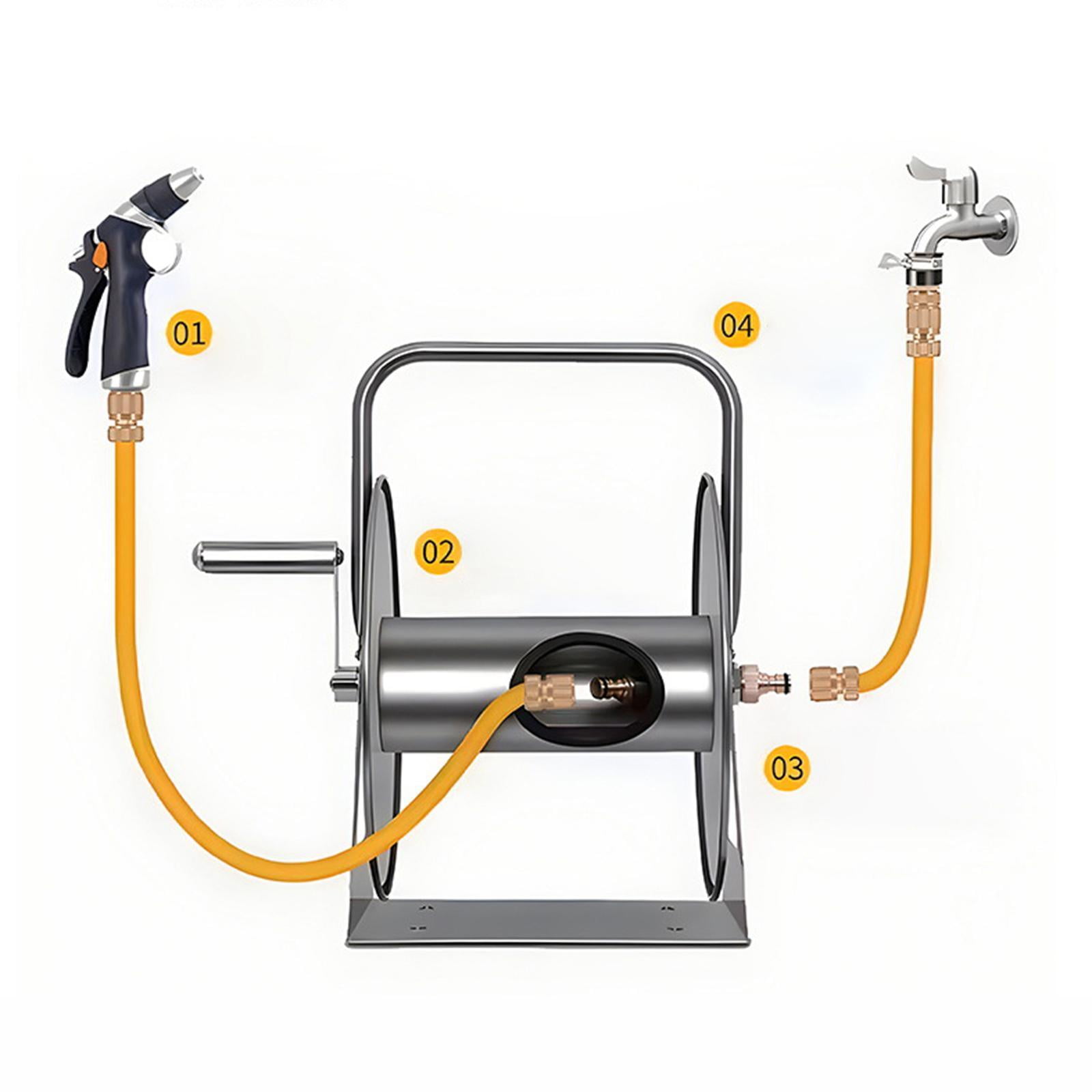 MAGIDEAL Water Hose Storage Rack Garden Hose Reel Stand Accessories Stainless Steel Heavy