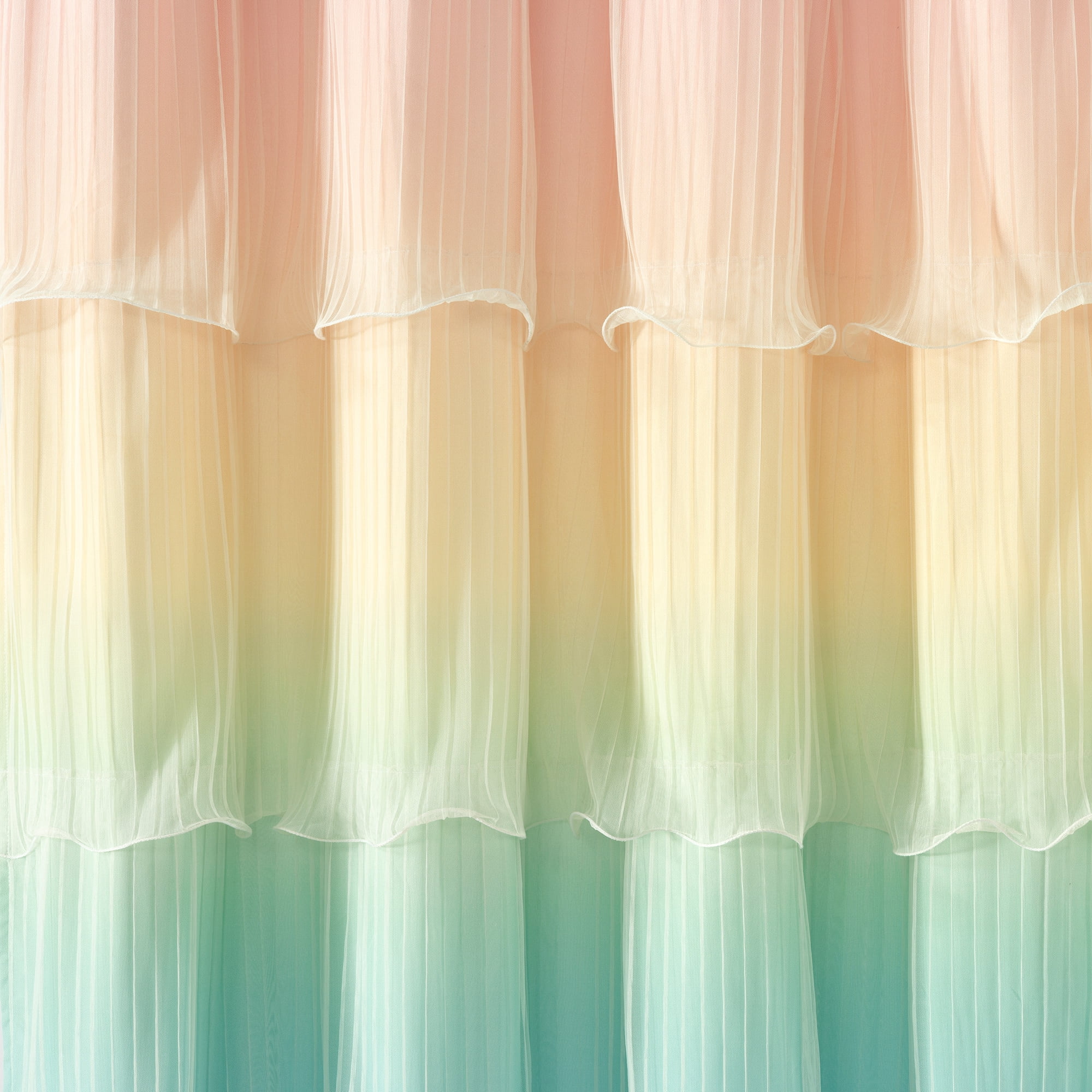 Lush Decor Rainbow Ombre Nerina Ruffled Shower Curtain Single 72" W x 72" L Rainbow - Colorful Ruffles - Rainbow Shower Curtain - Frilly Teen Or Kids Bathroom Decor