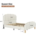 thumbnail image 3 of Queen Bed Frame Cream White Velvet, 48.8" Tall Arched Headboard and Footboard Set, Luxury Platform Bed with Gold Nailhead Trim, 6.3" Clearance for Robot, Vertical Tufted, Ivory, 3 of 9