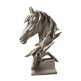 thumbnail image 3 of Estatuilla de resina, estatua de cabeza de caballo, obra de arte, escultura de Animal artesanal, adorno para escritorio, chimenea interior, inauguraci Gris, 3 of 9