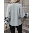 thumbnail image 5 of KelaJuan Women Knit Sweater Long Sleeve Crew Neck Abstract Lines Loose Pullover Warm Sweater for Fall Winter, 5 of 6