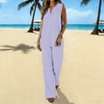 thumbnail image 2 of Womens Summer Two Piece Sets V Neck Tank Tops Wide Leg Pants Set Dressy Causal Beach Vacation Cruise Outfits, 2 of 9