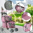 thumbnail image 6 of CL.HPAHKL Double Layer Pet Stroller for 2 Small Pets, 4-Wheel Folding Dog Cat Jogger with Mesh Window & Rear Brake, Lightweight Portable Travel Dog Carriage Stroller, Pink, 6 of 7