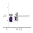thumbnail image 4 of 925 Sterling Silver Post Polished back Amethyst and Diamond Earrings 8x3mm Wide -  Jewelry Gift for Mom, 4 of 4