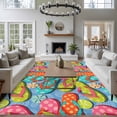 thumbnail image 3 of Watercolor Flip Flops Area Rugs 6'x9', Washable Small Throw Rugs for Kitchen Dining room, Summer Ocean Beach Slippers Blue Indoor Outdoor Rug Non-Slip Low Pile Carpet Runner Reversible Floor Mats, 3 of 8