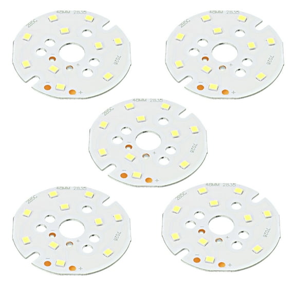 Uxcell 5W 120lm 6000-6500K 48mm 15-17VDC COB LED Light Chip Beads Energy Saving Bulb White 5 Pack