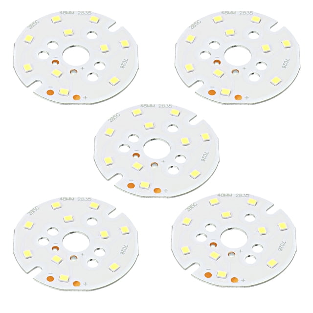 Uxcell 5W 120lm 6000-6500K 48mm 15-17VDC COB LED Light Chip Beads Bombilla de Ahorro de Energía Blanca 5 Paquete