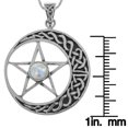 thumbnail image 3 of Jewelry Trends Sterling Silver Celtic Moon and Star Pentacle Pendant with Moonstone on Chain Necklace, 3 of 9
