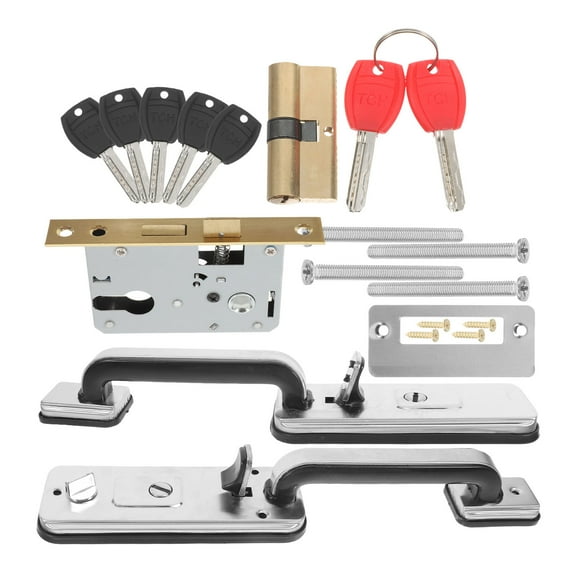 UPGRATOR 1Set Stainless Steel Portable Door Lock With Handle for Exterior Door Commercial Door Lock