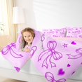 thumbnail image 3 of Manfei Cute Purple Bowknot Queen Comforter Set,Cartoon Cute Bow Comforter Sets Queen,Pink Reversible,3-Piece,1 Comforter and 2 Pillowcases, 3 of 7