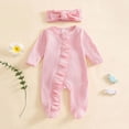 thumbnail image 2 of JUMEYU Neutral Baby Clothes Winter Baby Boy Girl Jumpsuit Long Sleeve Plaid Romper Button Playsuit Unisex Fall Casual One Piece Outfit 0 3 6 9 12 18 24 Months (Pink,6-12 Months), 2 of 5