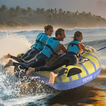 KFFKFF Inflatable Towable Tube for Boating 1-3 Rider with Bumper Fins Water Sport