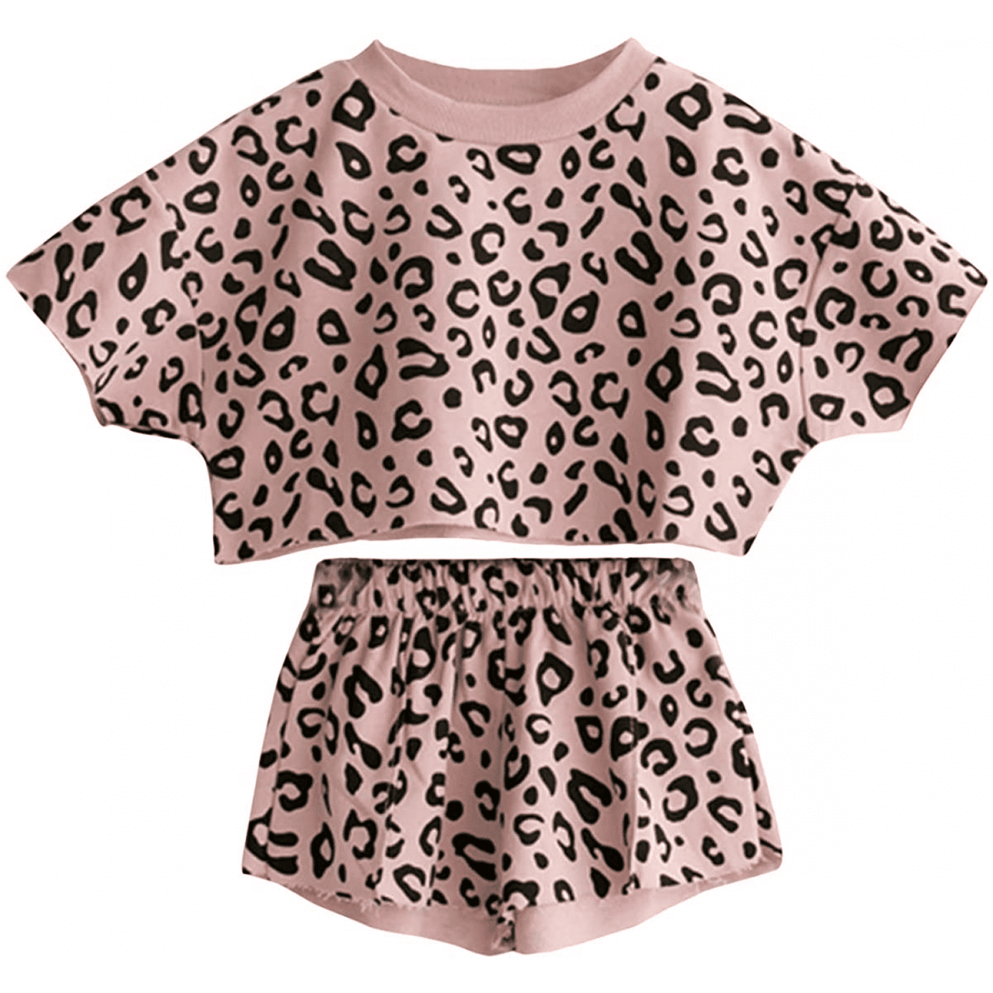 Baby Girls Leopard Print Summer Clothes Set T Shirt and Short Pants 2pcs Outfits Pink 80cm Walmart