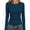 Blue, variant on Bwndum Womens Long Sleeve Ribbed Top Pink, Slim Fit Crewneck Stretchy Casual Shirt with Abstract Tie-Dye Print,Size S