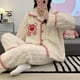 thumbnail image 4 of Pijama grueso con forro polar cálido de invierno para mujer, lindo cárdigan con solapa interior, ropa para el hogar, 4 of 4