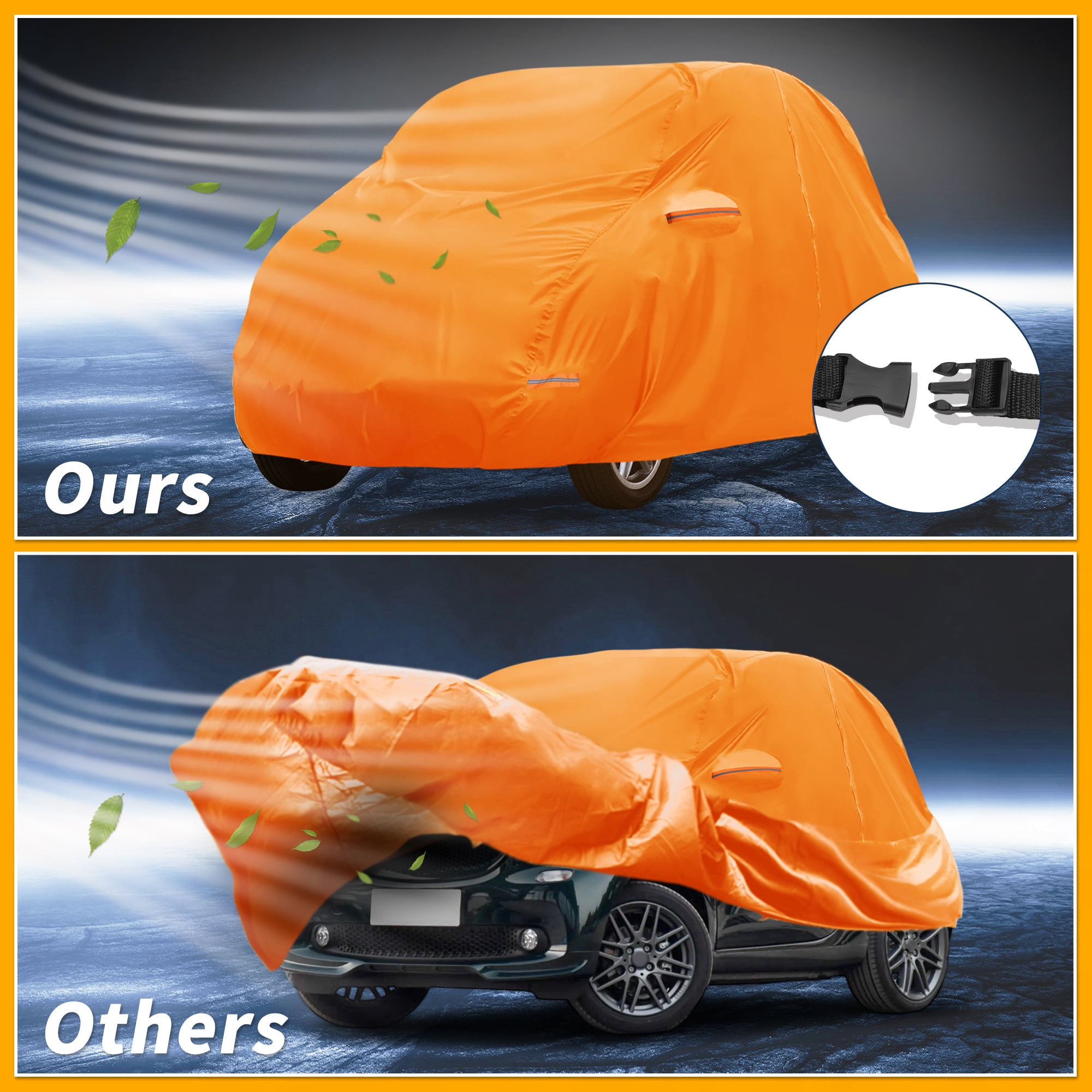Unique Bargains Car Cover for Smart Fortwo 2007-2019 Aluminum Film with Left Zipper