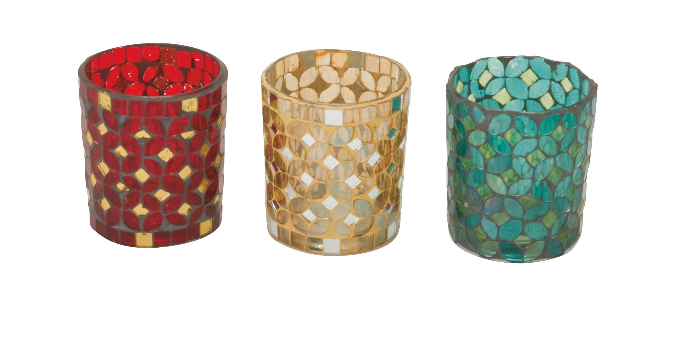 45618 Glass Mosaic Votive s/3