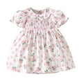 thumbnail image 1 of Hfolob Robes d'Été pour Filles Bébé Enfants Manches Courtes Imprimé Floral Robe Fluide Décontractée 18-24 Mois, 1 of 8