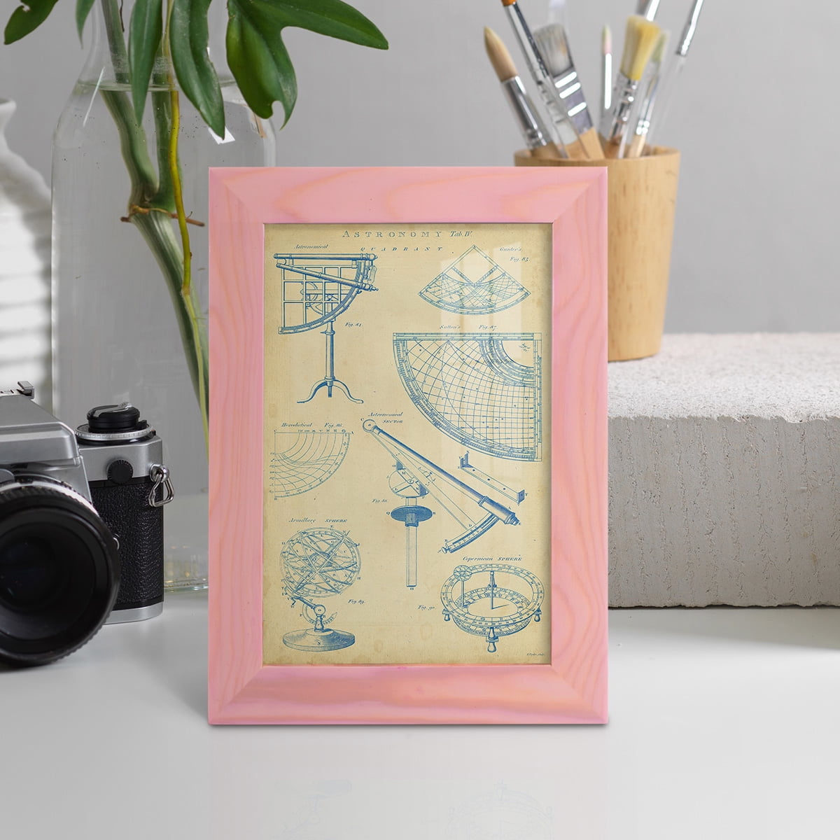 Vintage Astronomy I -Framed Print w/glass-Sunset Pink