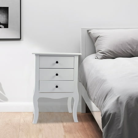 

Saibaiyee European Bedside Table-Three Pumps White