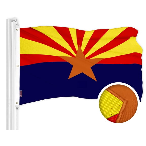 G128 Arizona AZ State Flag | 6x10 Ft | ToughWeave Series Embroidered 600D Polyester | Embroidered Design, Indoor/Outdoor, Brass Grommets