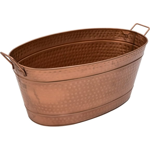 ANHXN Oval Hammered Copper Plated Galvanized Tub