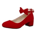 thumbnail image 3 of Mostsola Womens Heels Suede Closed Toe Bowknot Ankle Strap Business Casual Shoes Dress Pumps, 3 of 9