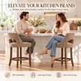 thumbnail image 2 of SESSLIFE Bar Stools Set of 2, 26" Counter Height Bar Stools with Open Back, Modern Upholstered Kitchen Island Stools with Solid Wood Legs, Bar Chairs for Dining Room, Khaki, 2 of 9