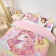 thumbnail image 3 of Erosebridal Cute Unicorn Girls Queen Duvet Cover Set,Romantic Pink Rose Blossom Flower Bedding For Kids,Reversible Pink 3pcs,No Comforter, 3 of 6