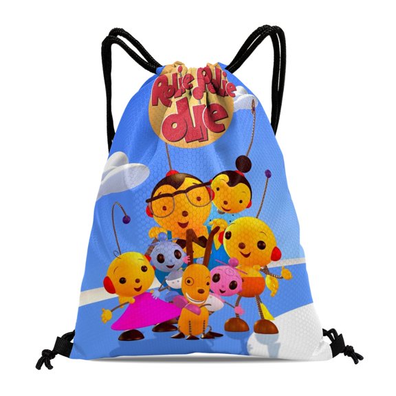 Rolie Polie Olie-theme Drawstring Backpack Sports Gym Bag Water Resistant String Bag Cinch Bag，12‘’X16‘’（30X40cm）