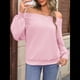 thumbnail image 5 of Sudadera Holgada Informal de Larga con Hombros Descubiertos para Mujer, Estilo Jersey de Otoño Rosa M, 5 of 8