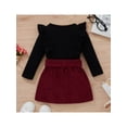 thumbnail image 4 of Douhoow 2PCS Toddler Girl Fall Clothes Kid Ribbed Sweater Bow Corduroy Short Skirts, 4 of 9
