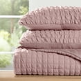 thumbnail image 6 of Noble Linens 3 Piece Seersucker Textured All Season Down-Alternative Comforter Set, Rose, Full/Queen, 6 of 15