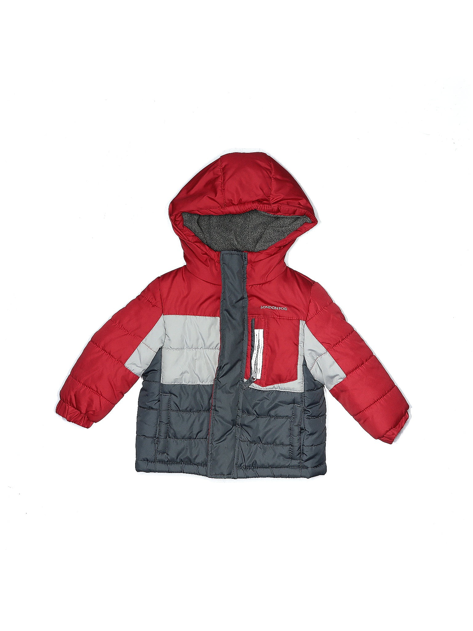 LONDON FOG Boys' Color Blocked Puffer Jacket Coat with Hat