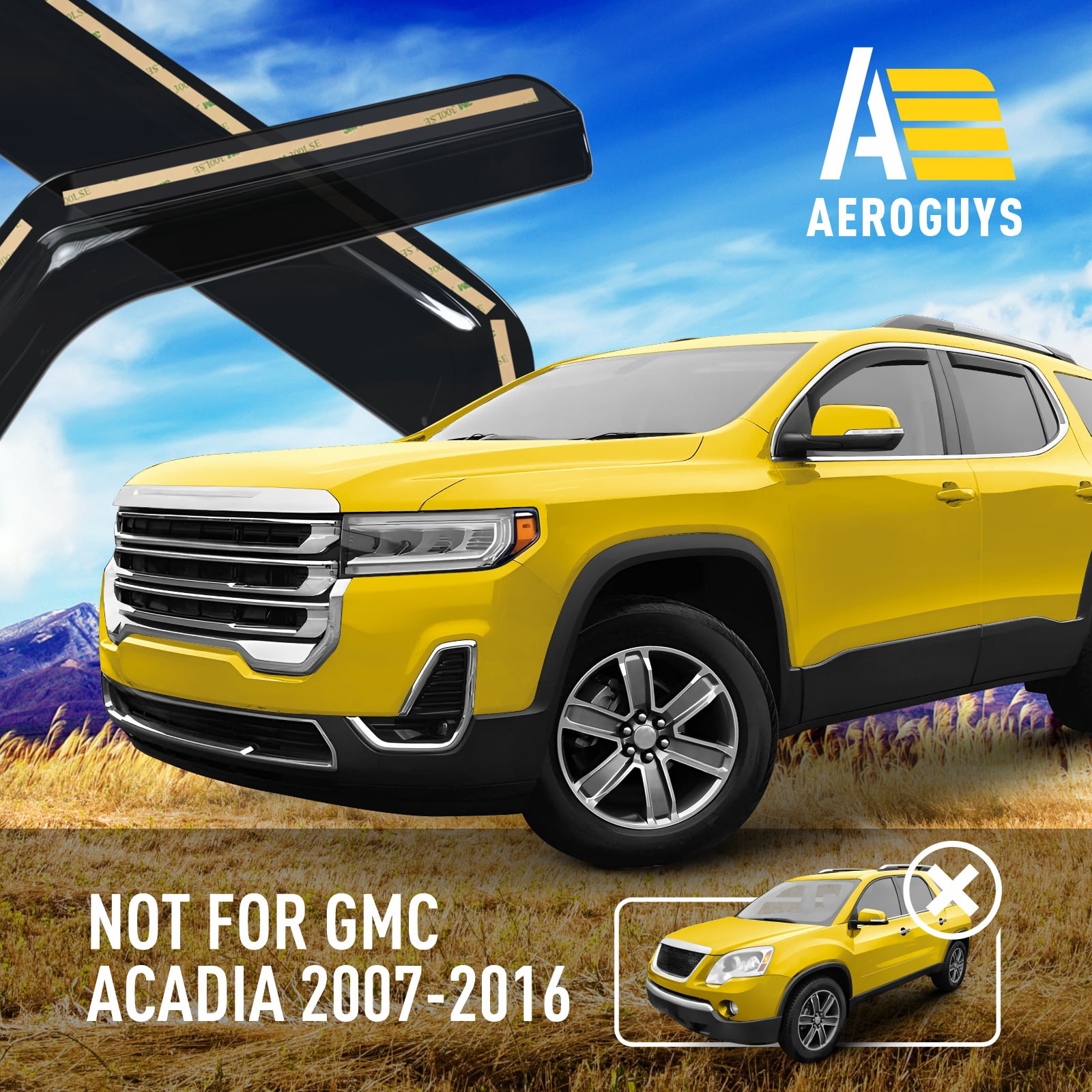 AEROGUYS Extra Durable Window Deflectors in-Channel Window Visors Rain Guards Fit for GMC Acadia 2017-2023, Sun Visors, Wind VentVisors, Exterior Car Accessories - 4 pcs. AG0475