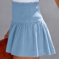 thumbnail image 4 of Pantalones cortos de cintura alta lisos con estilo casual mujeres pantalones cortos de verano para ejercicio en el hogar azul claro M, 4 of 6