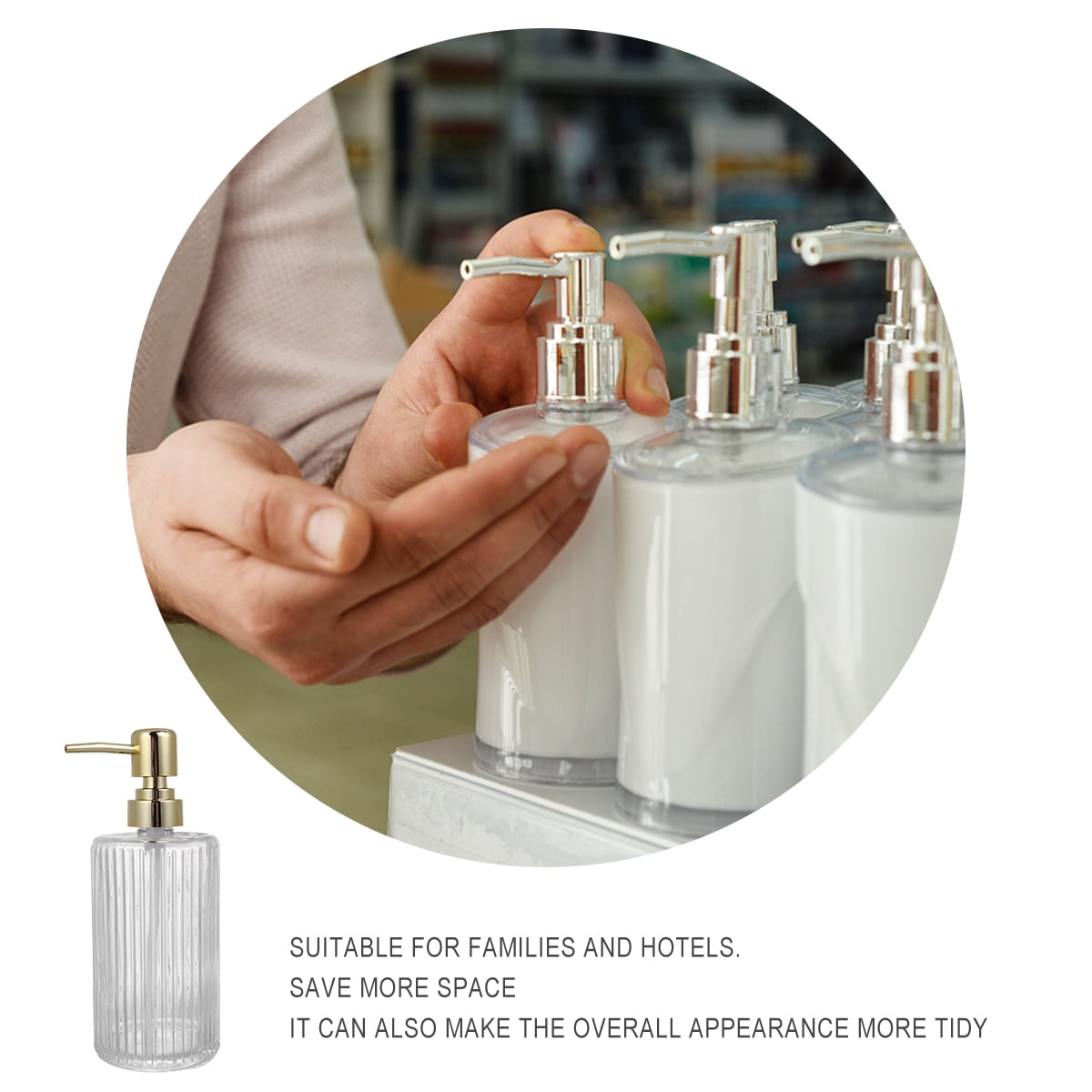 TAILTOSS 1Set Golden Glass Travel Bottle with Press Pump Convenient Cosmetic Storage Container for Home Or Hotel