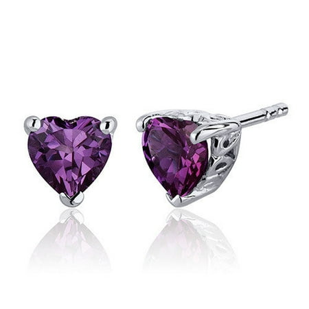 Oravo 2.00 Carats Alexandrite Heart Shape Stud Earrings in Sterling Silver