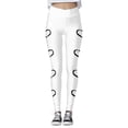 thumbnail image 5 of Women Valentine's Day Leggings Casual Solid with Side Heart Print Trousers Slim Elastic High Wais Stretch Long Boot Pants A-White M, 5 of 5
